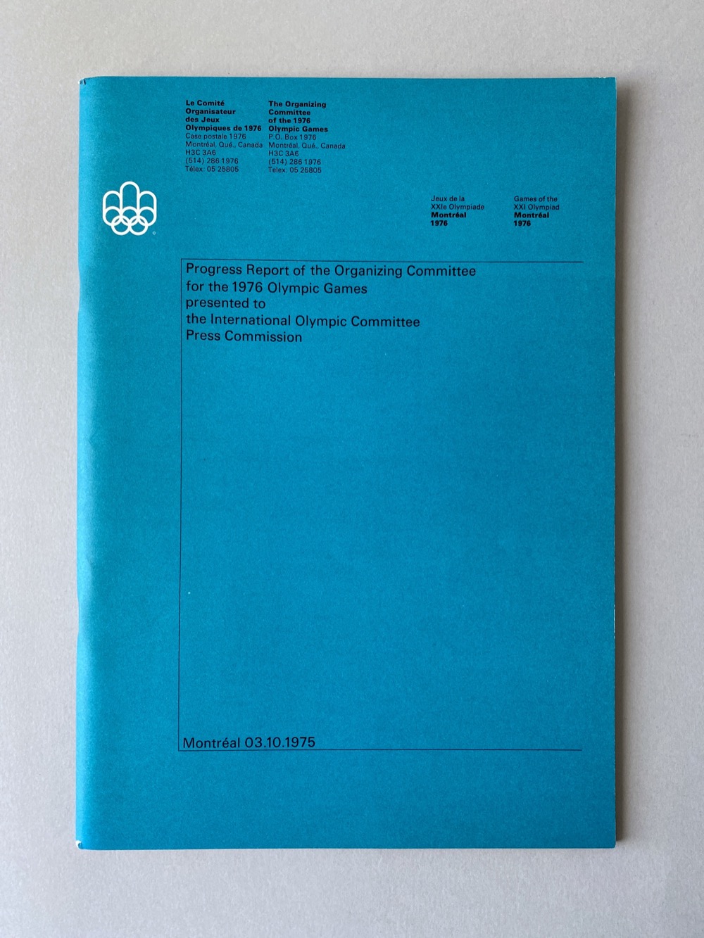 Report of the Organizing Committee (October 1975)