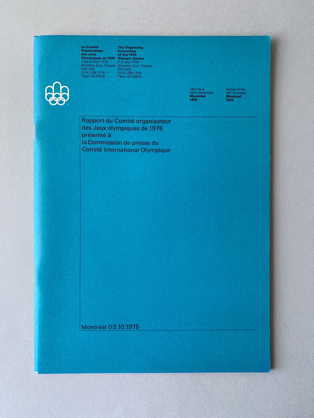 Report of the Organizing Committee (October 1975)